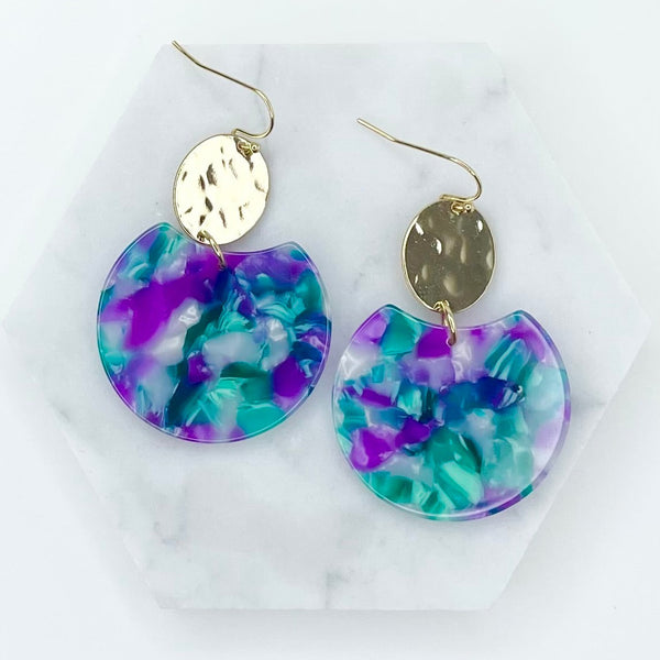 Teal Purple Resin Dangles