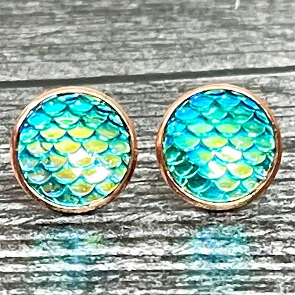 Mermaid Studs in Green