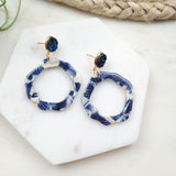 Navy Seas Druzy Dangle Earrings