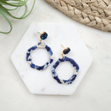 Navy Seas Druzy Dangle Earrings