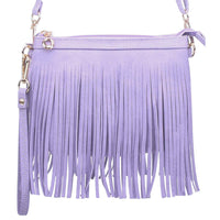 Western Fringe Clutch Cross Body Bag in Lavender