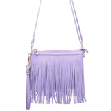 Western Fringe Clutch Cross Body Bag in Lavender