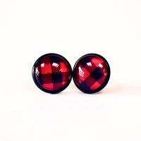 Plaid 12mm studs in Red