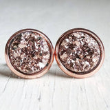 Druzy Studs in Rose Gold 10mm