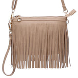 Western Fringe Clutch Cross Body Bag in Tan