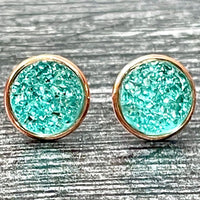 Teal Druzy Studs