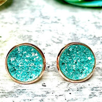 Teal Druzy Studs