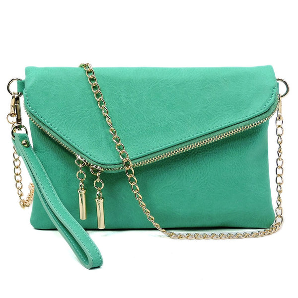 Envelope 3 way Clutch Wristlet and Purse in Turquoise