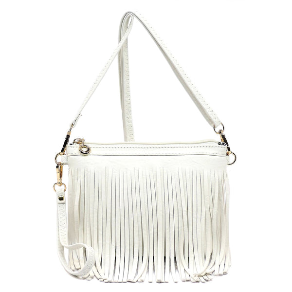 Western Fringe Clutch Cross Body Bag in White