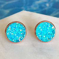 Clear Blue Druzy Earrings