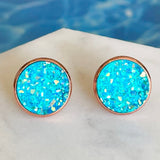 Clear Blue Druzy Earrings