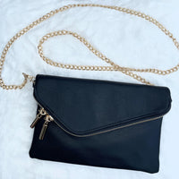 Envelope 3 way Clutch Wristlet and Purse in Black