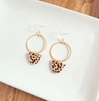 Brown Dot Hoop Dangles