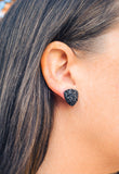 Glitter Triangle Studs in Black