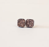 Sparkle Square Studs in Rose Gold