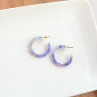 Navy Stone Mini Hoops