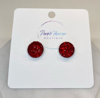 Red and Green Druzy Studs 12mm