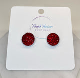 Red and Green Druzy Studs 12mm