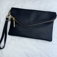 Envelope 3 way Clutch Wristlet and Purse in Black