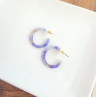 Navy Stone Mini Hoops