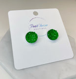 Red and Green Druzy Studs 12mm