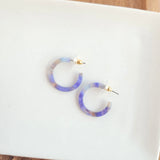 Navy Stone Mini Hoops