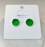 Red and Green Druzy Studs 12mm