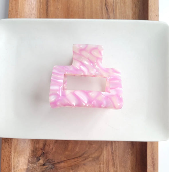 Acrylic Square Hair Claw-Spring Pink