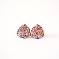 Glitter Triangle Studs in Rose Gold