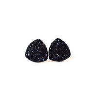 Glitter Triangle Studs in Black