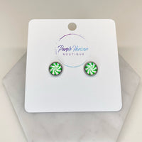 Peppermint Candy Studs in Green 12mm or 8mm