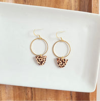 Brown Dot Hoop Dangles